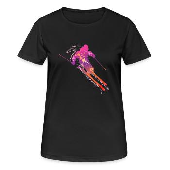 skiing male uk - Women's Breathable T-Shirt - black - Front - AI Model Female 172 light (172cm)