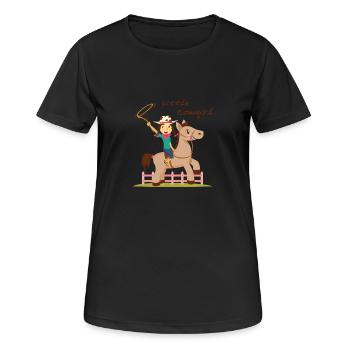 Fille chevaux équitation doux cadeau - T-shirt respirant Femme - noir - Devant - AI Model Female 172 light (172cm)