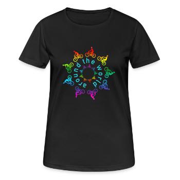 around the world rainbow - Women's Breathable T-Shirt - black - Front - AI Model Female 172 light (172cm)