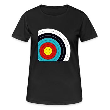 Zielscheibe Bogenschießen Ausschnitt - Frauen T-Shirt atmungsaktiv - Schwarz - Vorne - AI Model Female 172 light (172cm)
