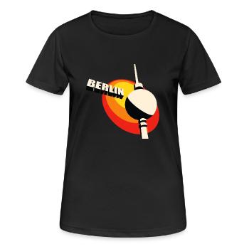 Berlin Fernsehturm retro - Frauen T-Shirt atmungsaktiv - Schwarz - Vorne - AI Model Female 172 light (172cm)