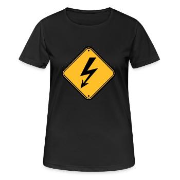 schild hinweis elektrisch blitz strom energie star - Frauen T-Shirt atmungsaktiv - Schwarz - Vorne - AI Model Female 172 light (172cm)