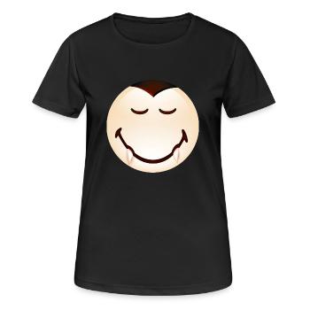 Smiley Halloween Dracula - Frauen T-Shirt atmungsaktiv - Schwarz - Vorne - AI Model Female 172 light (172cm)