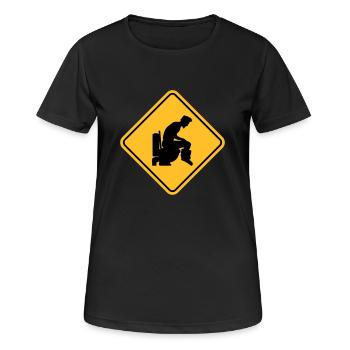 logo bouclier interdit zone dangereuse de prudence - T-shirt respirant Femme - noir - Devant - AI Model Female 172 light (172cm)