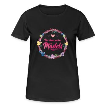 nie ohne meine maedels blumen - Frauen T-Shirt atmungsaktiv - Schwarz - Vorne - AI Model Female 172 light (172cm)