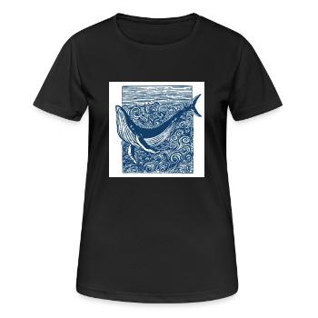 Griffonnage de baleine à bosse de l’océan - T-shirt respirant Femme - noir - Devant - AI Model Female 172 light (172cm)