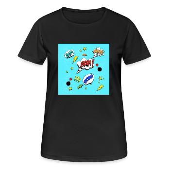 COMIC Blau - Frauen T-Shirt atmungsaktiv - Schwarz - Vorne - AI Model Female 172 light (172cm)