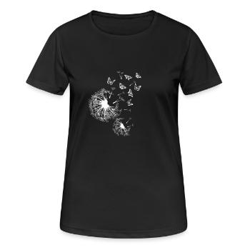 Pusteblume Schmetterlinge - Frauen T-Shirt atmungsaktiv - Schwarz - Vorne - AI Model Female 172 light (172cm)