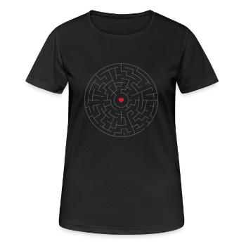 Herz im Labyrinth - Frauen T-Shirt atmungsaktiv - Schwarz - Vorne - AI Model Female 172 light (172cm)
