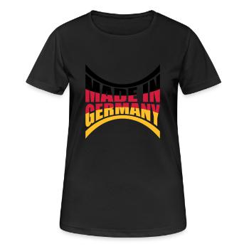 Made in Germany - Frauen T-Shirt atmungsaktiv - Schwarz - Vorne - AI Model Female 172 light (172cm)