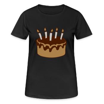Schoko Geburtstagskuchen Kerzen - Frauen T-Shirt atmungsaktiv - Schwarz - Vorne - AI Model Female 172 light (172cm)
