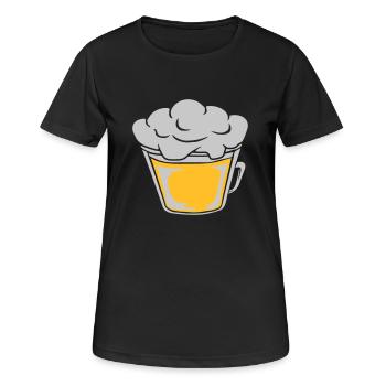 Vue de dessus de la bière d’en haut - T-shirt respirant Femme - noir - Devant - AI Model Female 172 light (172cm)