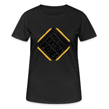 Exercise Extra Fries Quote - Women's Breathable T-Shirt - black - Front - AI Model Female 172 light (172cm)