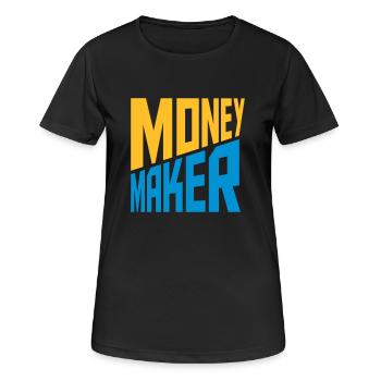 Text Money Maker Erfolgreich - Frauen T-Shirt atmungsaktiv - Schwarz - Vorne - AI Model Female 172 light (172cm)