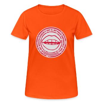 Mon visage le fera certainement - T-shirt respirant Femme - orange néon - Devant - AI Model Female 172 dark (172cm)