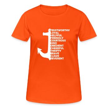 Seepfadfindergesetz Gelübde - Frauen T-Shirt atmungsaktiv - Neonorange - Vorne - AI Model Female 172 dark (172cm)
