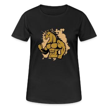 strong horse - Frauen T-Shirt atmungsaktiv - Schwarz - Vorne - AI Model Female 172 light (172cm)