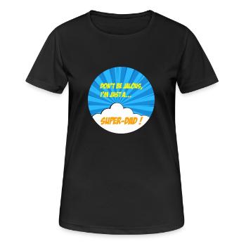 Superdad, Superheld. Bester Vater. Comics - Frauen T-Shirt atmungsaktiv - Schwarz - Vorne - AI Model Female 172 light (172cm)