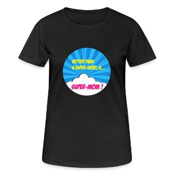 Supermama, Superheldin. Beste Mama. Comicbuch. - Frauen T-Shirt atmungsaktiv - Schwarz - Vorne - AI Model Female 172 light (172cm)