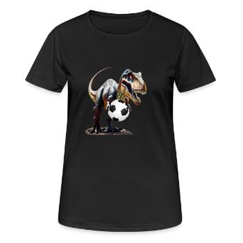 Dinosaures avec ballon de football - T-shirt respirant Femme - noir - Devant - AI Model Female 172 light (172cm)