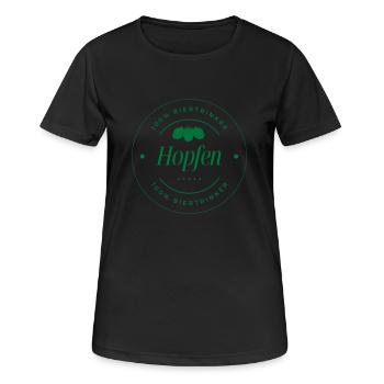 Hopfen & Bierliebe - Frauen T-Shirt atmungsaktiv - Schwarz - Vorne - AI Model Female 172 light (172cm)