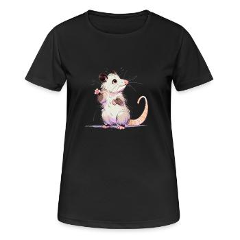 Verspieltes Opossum - Frauen T-Shirt atmungsaktiv - Schwarz - Vorne - AI Model Female 172 light (172cm)