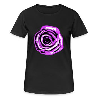 Hübsche Schöne Rose Blüte Blatt Röschen Romantisch - Frauen T-Shirt atmungsaktiv - Schwarz - Vorne - AI Model Female 172 light (172cm)