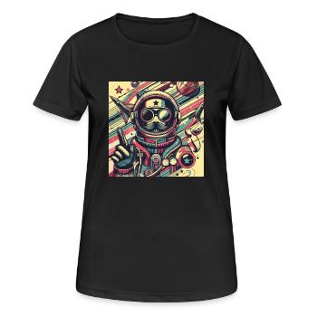 Retro-Weltraumreisender - Frauen T-Shirt atmungsaktiv - Schwarz - Vorne - AI Model Female 172 light (172cm)