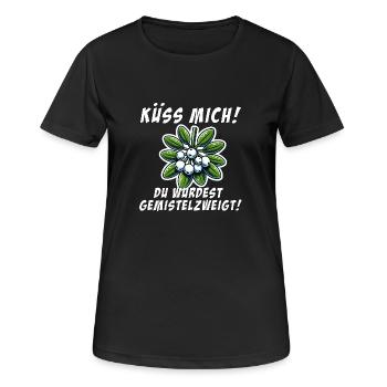 Küss mich Weihnachtsspruch Mistelzweig - Frauen T-Shirt atmungsaktiv - Schwarz - Vorne - AI Model Female 172 light (172cm)