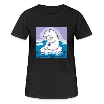 Maman ours polaire avec ses deux bébés sur une banquise - T-shirt respirant Femme - noir - Devant - AI Model Female 172 light (172cm)