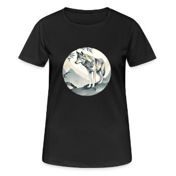Ein einsamer Wolf - Frauen T-Shirt atmungsaktiv - Schwarz - Vorne - AI Model Female 172 light (172cm)