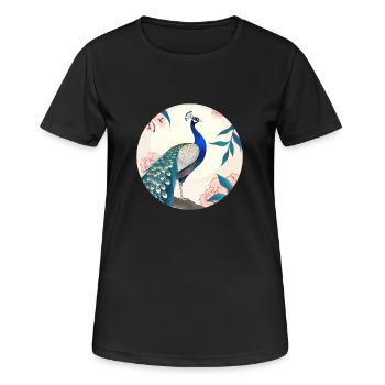 Un paon majestueux - T-shirt respirant Femme - noir - Devant - AI Model Female 172 light (172cm)