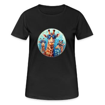 Giraffen mit Taucherbrille unter Wasser - Frauen T-Shirt atmungsaktiv - Schwarz - Vorne - AI Model Female 172 light (172cm)