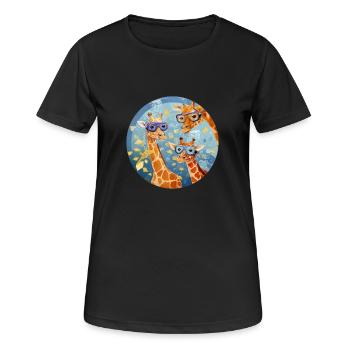 Giraffen unter Wasser mit Taucherbrille - Frauen T-Shirt atmungsaktiv - Schwarz - Vorne - AI Model Female 172 light (172cm)