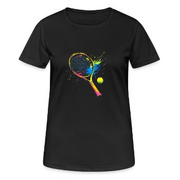Colorful Tennis Racket - Women's Breathable T-Shirt - black - Front - AI Model Female 172 light (172cm)