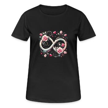 Amour pour toujours ! Infinity Roses & Hearts Saint-Valentin - T-shirt respirant Femme - noir - Devant - AI Model Female 172 light (172cm)