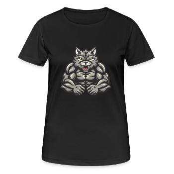Cat Muscles Bodybuilding - Women's Breathable T-Shirt - black - Front - AI Model Female 172 light (172cm)