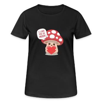 I Love You So Mush - Cute Mushroom Love Pun - Women's Breathable T-Shirt - black - Front - AI Model Female 172 light (172cm)