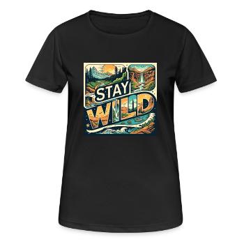 Bleib wild - Frauen T-Shirt atmungsaktiv - Schwarz - Vorne - AI Model Female 172 light (172cm)