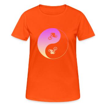 biken - Frauen T-Shirt atmungsaktiv - Neonorange - Vorne - AI Model Female 172 dark (172cm)