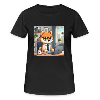 Shiba-Vater bei der Arbeit - Frauen T-Shirt atmungsaktiv - Schwarz - Vorne - AI Model Female 172 light (172cm)
