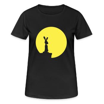 Lapin Lune Falaise Montagne Nuit Ronde Soleil Peeps Stands - T-shirt respirant Femme - noir - Devant - AI Model Female 172 light (172cm)
