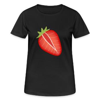 strawberry half - Women's Breathable T-Shirt - black - Front - AI Model Female 172 light (172cm)