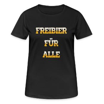 Bière gratuite pour tous – Conception de fête amusante - T-shirt respirant Femme - noir - Devant - AI Model Female 172 light (172cm)