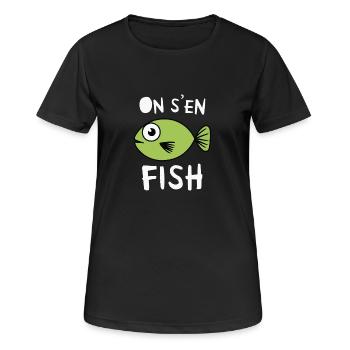 Fisch, den wir fischen - Frauen T-Shirt atmungsaktiv - Schwarz - Vorne - AI Model Female 172 light (172cm)