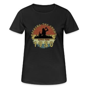 45th Birthday Rocking the crowd SNG 06/1980 - Women's Breathable T-Shirt - black - Front - AI Model Female 172 light (172cm)