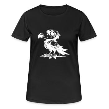 Witziger Rabe mit goßen Augen und großem Schnabel - Frauen T-Shirt atmungsaktiv - Schwarz - Vorne - AI Model Female 172 light (172cm)