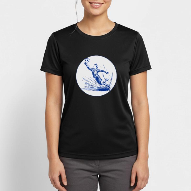 Gardien de but (bleu et blanc) T-shirt respirant Femme