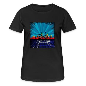 Vélo cargo à ondes sonores Omnium - T-shirt respirant Femme - noir - Devant - AI Model Female 172 light (172cm)