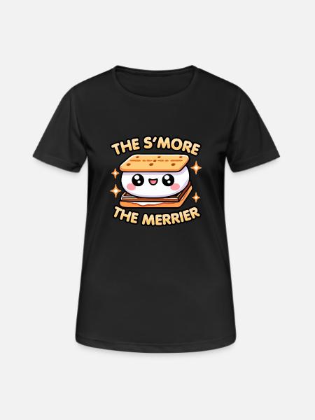 Kawaii Chibi S’More – The S’More the Merrier Funny - Women's Breathable T-Shirt - black